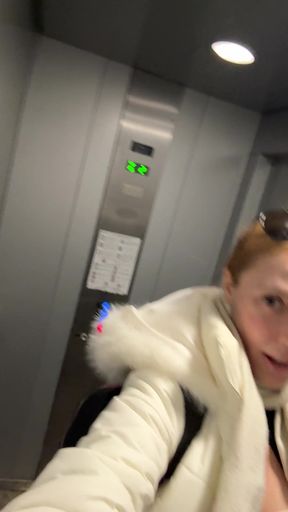 Elevator fun with a surprise entrance