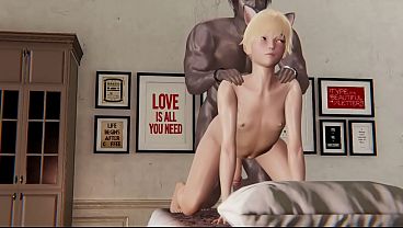 Yaoi catboy Femboy fucked all in four.