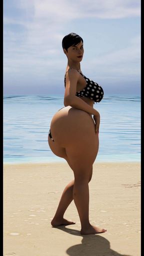 Mrs. Gunther Shaking It at the Beach