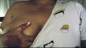 Hot sexy girl shows her big boobs by pressing them.