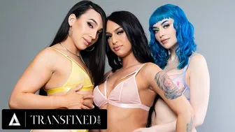 Trans women and a cis woman in a wild compilation of rough sex