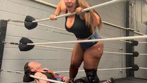 Ball busting by Bbw wrestler