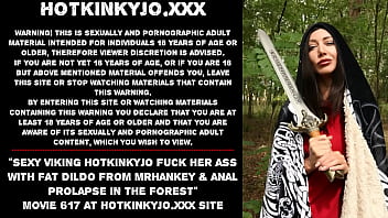 Sexy Viking Hotkinkyjo fuck her ass with fat dildo from mrhankey &amp_ anal prolapse in the forest