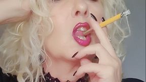 POV - sexy power smoke with a Sobranie, shimmering glossy red lips, snap inhales, french inhales, nose exhales, and deep creamy seductive OMIs