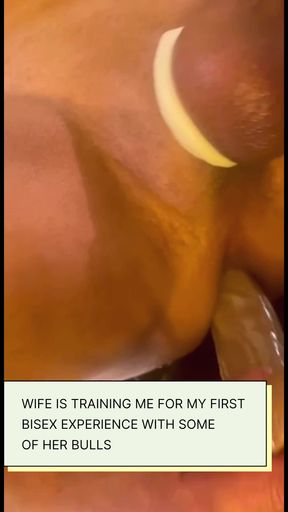 Wife is training me for my first bisex experience with some of her bul
