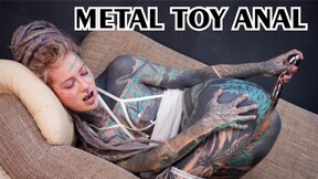 TATTOO chick masturbating with BIG STEEL TOY, ASS FUCKING gapes, prolapse, alternative, goth, teen