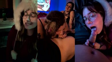 3 Hot TikTok Girls Triple Choke Blowjob One Cock Destroyed