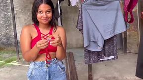 Street vendor getting his dick sucked and pussy fucked on in the street