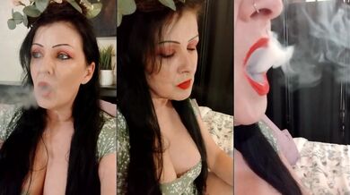 Busty Easter cutie smokes a ciggy all alone