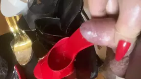 Two cumshots on red mules - user request