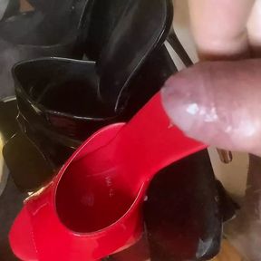 Two cumshots on red mules - user request