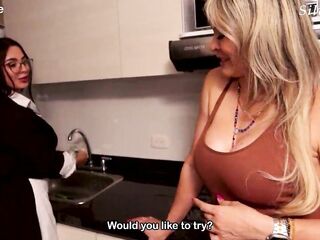 Colombian maid screws aged blond Monique Fuentes and large ebony dick Brandon Cruz