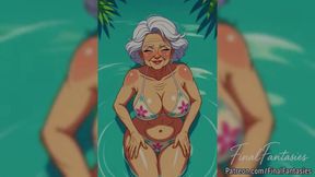 Flirty Animated Grandma in Bikini
