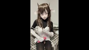 Black Zentai Kigurumi Vibrator and Masturbation