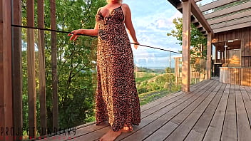 curvy lady in leo dress has risky public balcony outdoor sex - projectfundiary