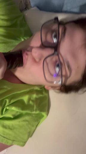 Busty blonde sucks huge green-eyed dildo while being a BBC-loving slut