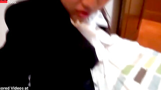 Japanese Bombshell In Uniform And Pantyhoses Fucks Her Way To Pleasure