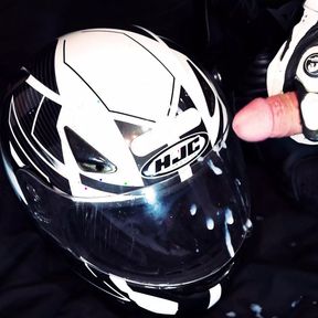 Biker masturbate and cum on his helmet