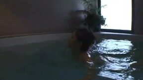 ”Sexy Japanese with huge boobs blowjob a meat & Fucking on mini pool”