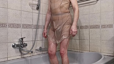 Influence of wet GERBE pantyhose to a simple desire to take a shower