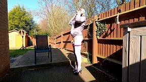 Kelly cd enjoys sissy cock in garden