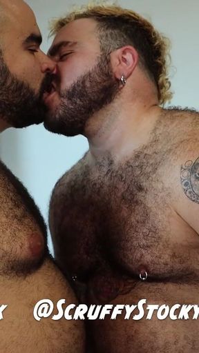 Hairy Bear Top Pounds Two Bottoms: Threesome Jockstrap Fucking