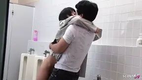 Small Tits Slim Japanese Nymphomanaic Teen Seduce Stranger to Uncensored Fuck on Public Toilet