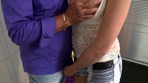 Two Slutty Whores Kneel for Three Fat Cocks - DP Orgy with Assfucking and Cum!