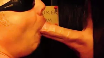 Amateur daddies get blowjobs through glory holes in public compilation