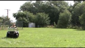 Stunning German babe with glasses rides colossal dick on the quad
