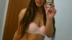 sexy amateur tgirl felipa lins selfie video being sexy on the mirro with small camera