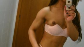 sexy amateur tgirl felipa lins selfie video being sexy on the mirro with small camera