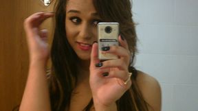 sexy amateur tgirl felipa lins selfie video being sexy on the mirro with small camera
