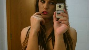 sexy amateur tgirl felipa lins selfie video being sexy on the mirro with small camera