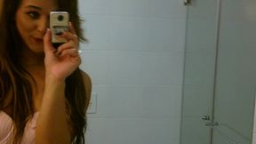 sexy amateur tgirl felipa lins selfie video being sexy on the mirro with small camera