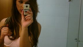 sexy amateur tgirl felipa lins selfie video being sexy on the mirro with small camera