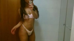 sexy amateur tgirl felipa lins selfie video being sexy on the mirro with small camera