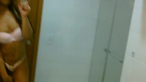 sexy amateur tgirl felipa lins selfie video being sexy on the mirro with small camera