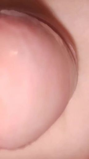 Big cock and cum of little sissy close-up. Trying out new beautiful panties   Clip 1