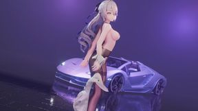 Excuse Me; Genshin Impact; Bronya; Office Lady Uniform; Pencil Skirt; Crotchless Black Stockings; Erotic Tattoos