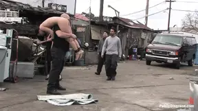 Julie Night's big dick fisting in the junkyard