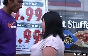 Afro street hooker picks up big boobs brunette