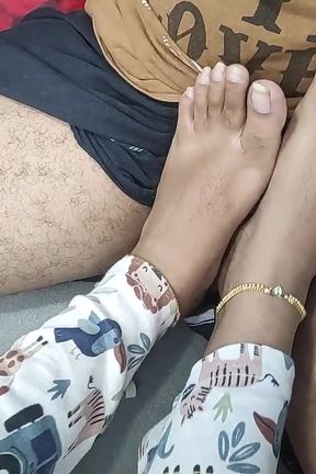 Foot Job with Ball Busting