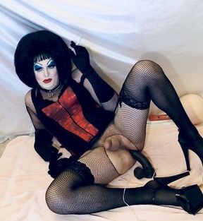 SlutDebra, sissy whore, smokes and fucks big black dildo