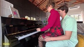 Curvy MILF rides and gets fucked on piano
