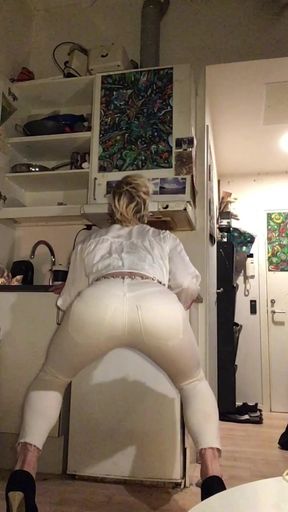 SissyWhiteboi Jes Brinch in white jeans