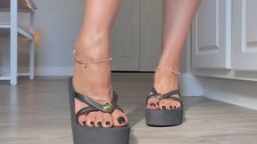 Naughty Teacher Wedge Flip Flops Countdown