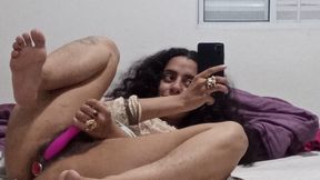 Hairy arabian fairy masturbating through her beautiful long skirt