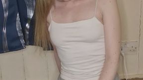 Tiny British girl cums on fluffy pillow