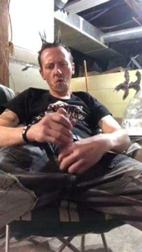 Beermunkie tattooed white boy close up HARD DICK impromptu jerk off session punk spunk bi